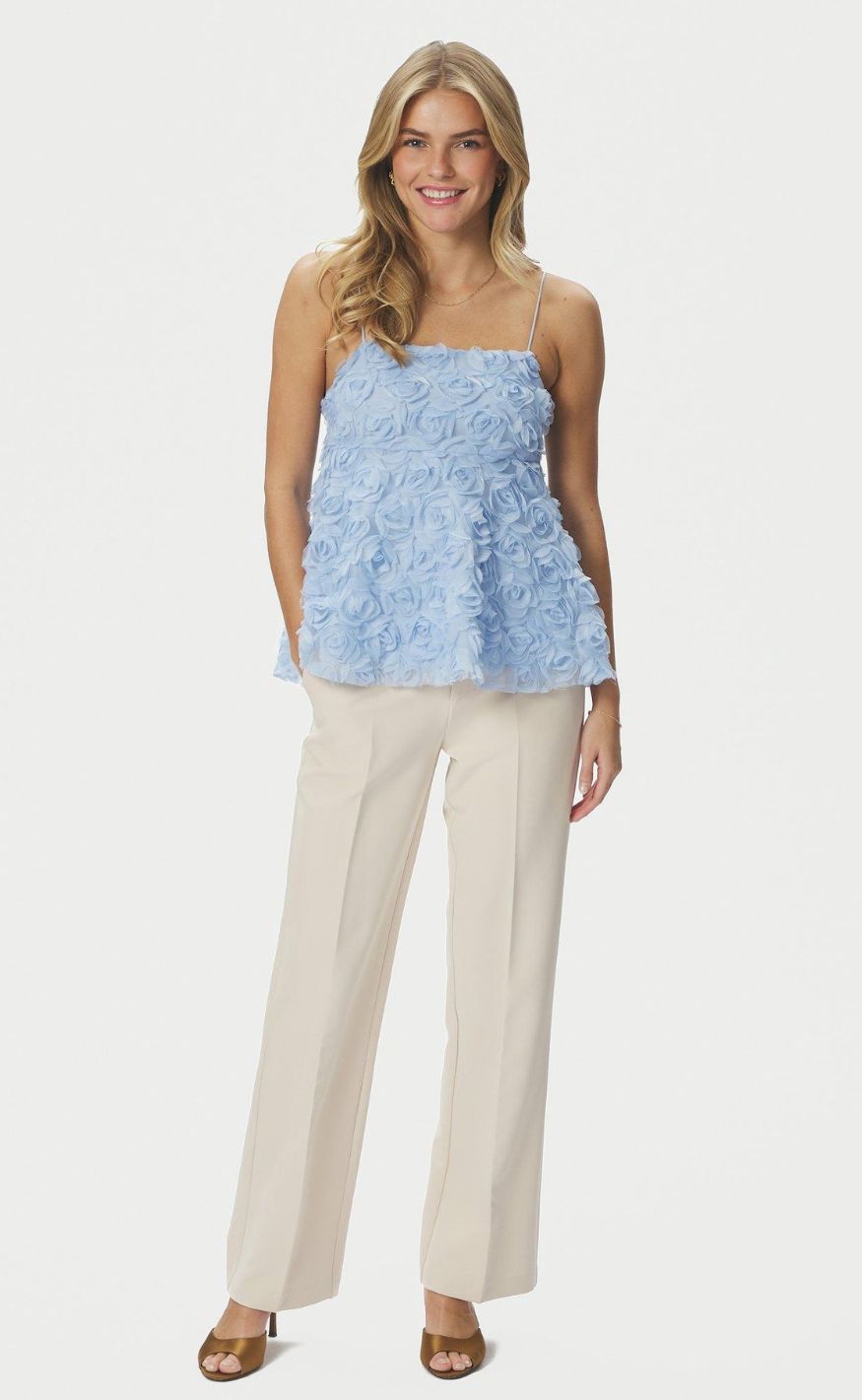 Neo Noir Topp - Kenli Flower - Light Blue