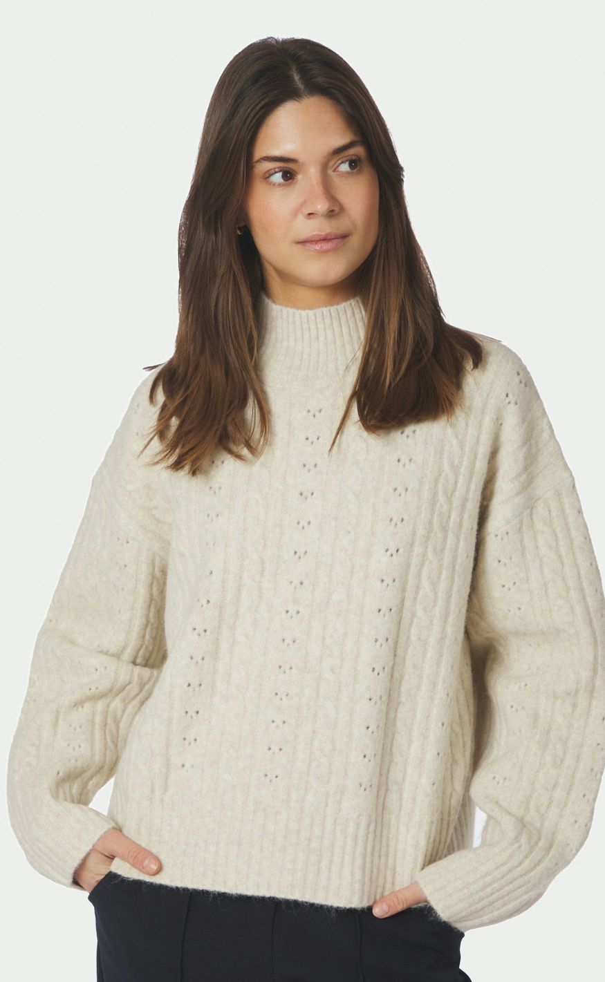 Neo Noir Bluse - Anda Cable Knit - Ivory