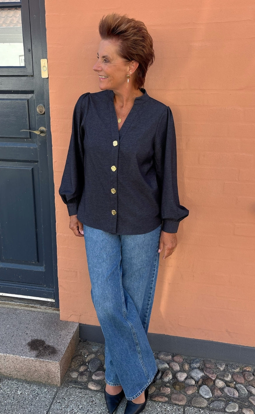 Say INA Copenhagen Bluse - Anora - Denim Blue