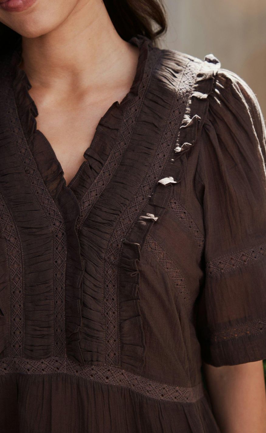 Neo Noir Topp - Evienne S Voile - Dark Brown