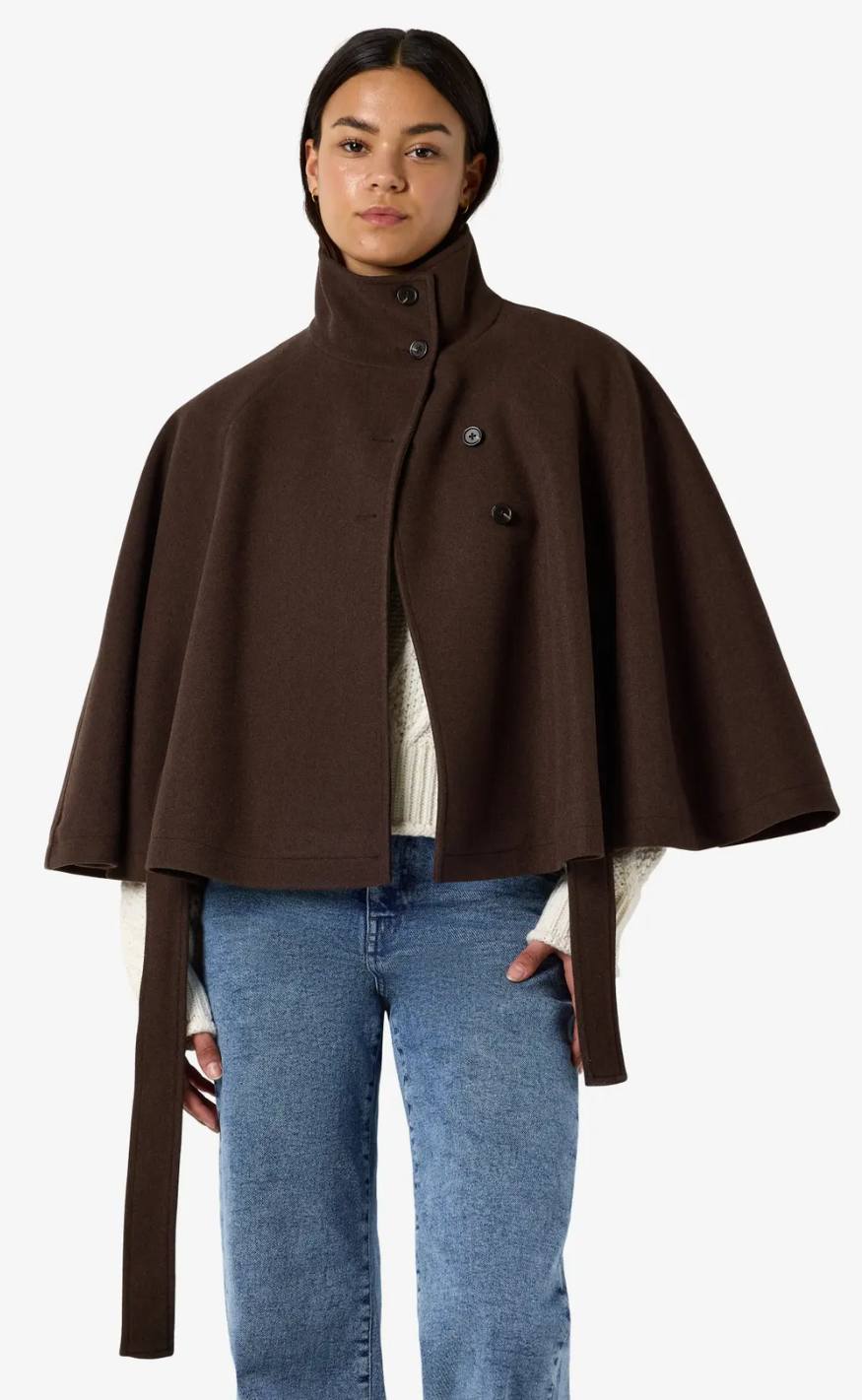 Noisy May Jakke - Lucy Cape - Chocolate Brown Melange
