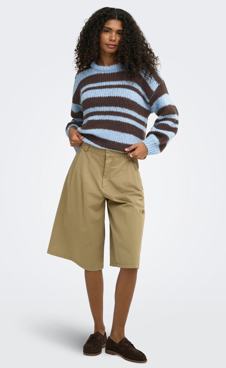 ONLY Genser - Nordic - Dusty Blue Block/Coffee Bean