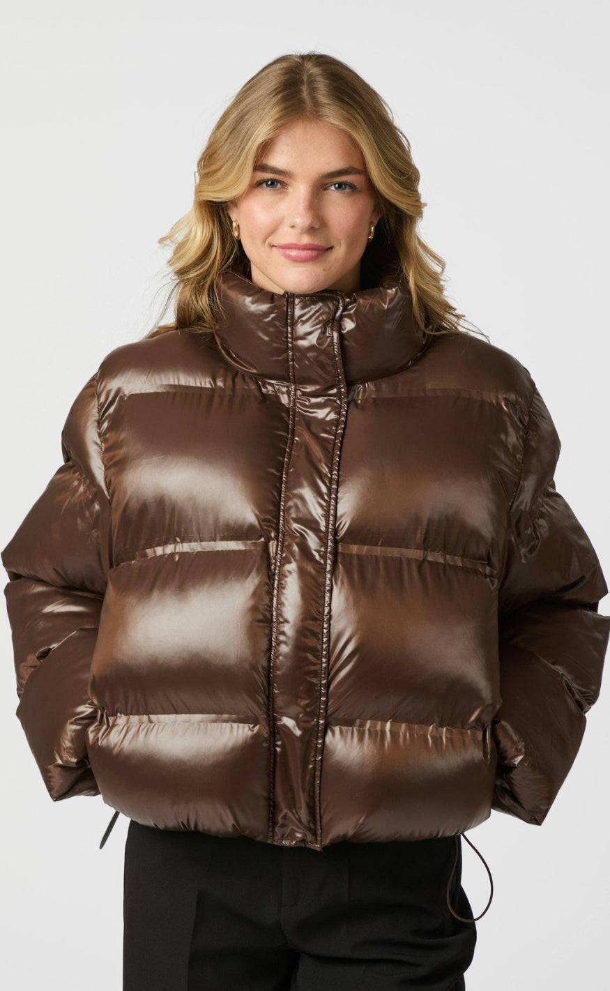 Neo Noir Jakke - Rhea Shiny Puffer - Chocolate Brown