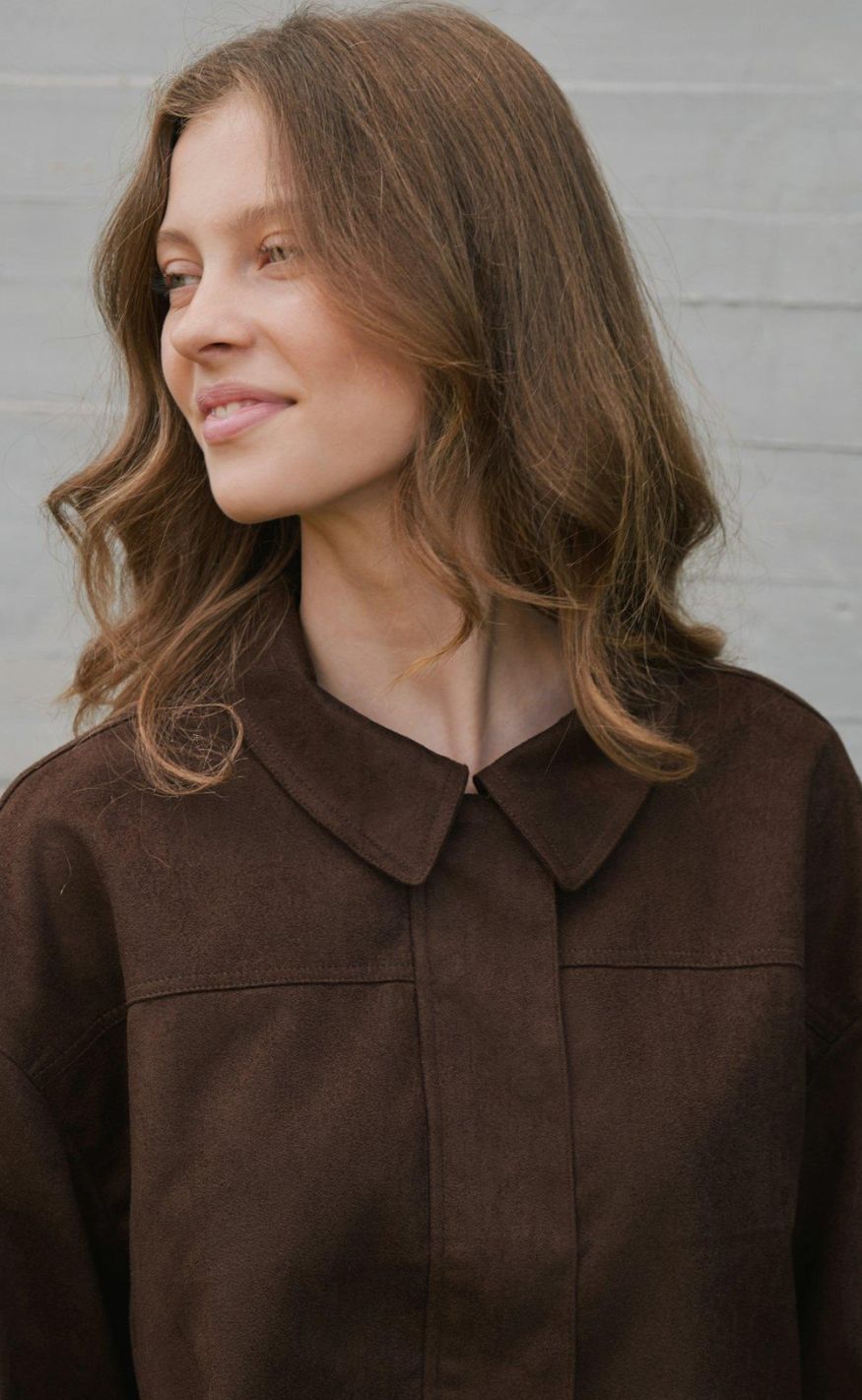 Neo Noir Jakke - Rubby Faux Suede - Dark Brown
