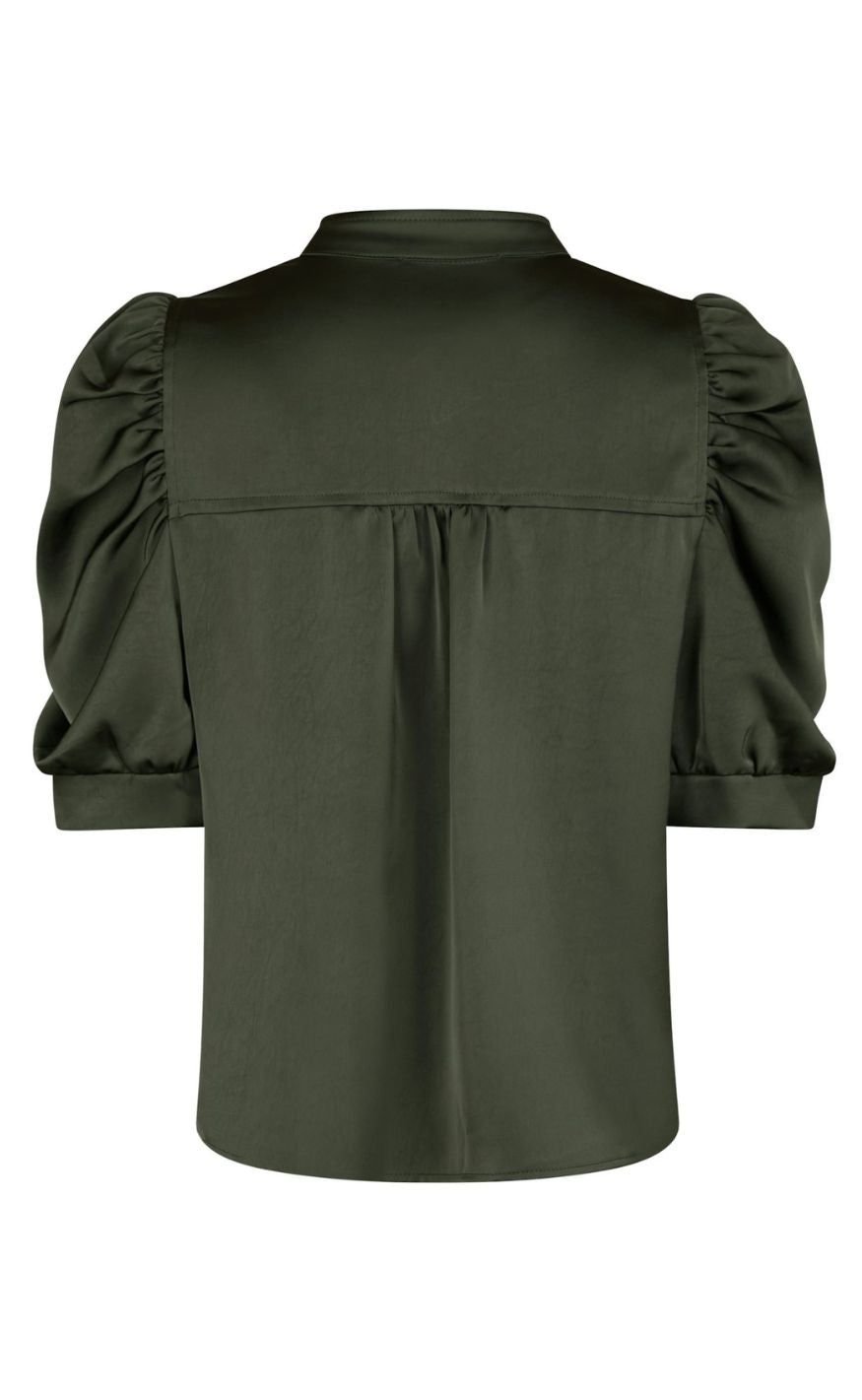 Neo Noir Bluse - Roella Heavy Sateen - Deep Green