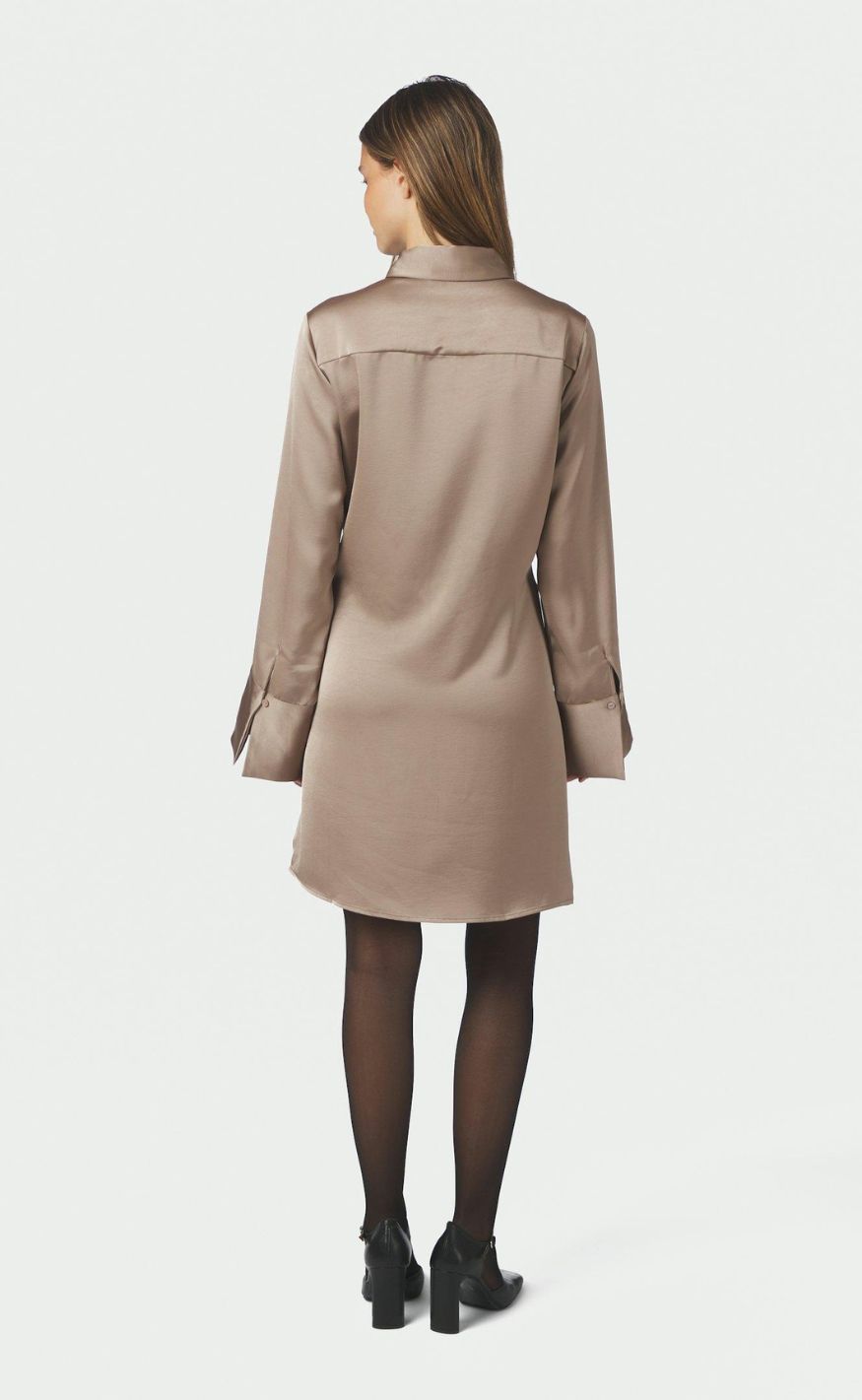 Neo Noir Kjole - Biria Heavy Sateen - Dark Taupe
