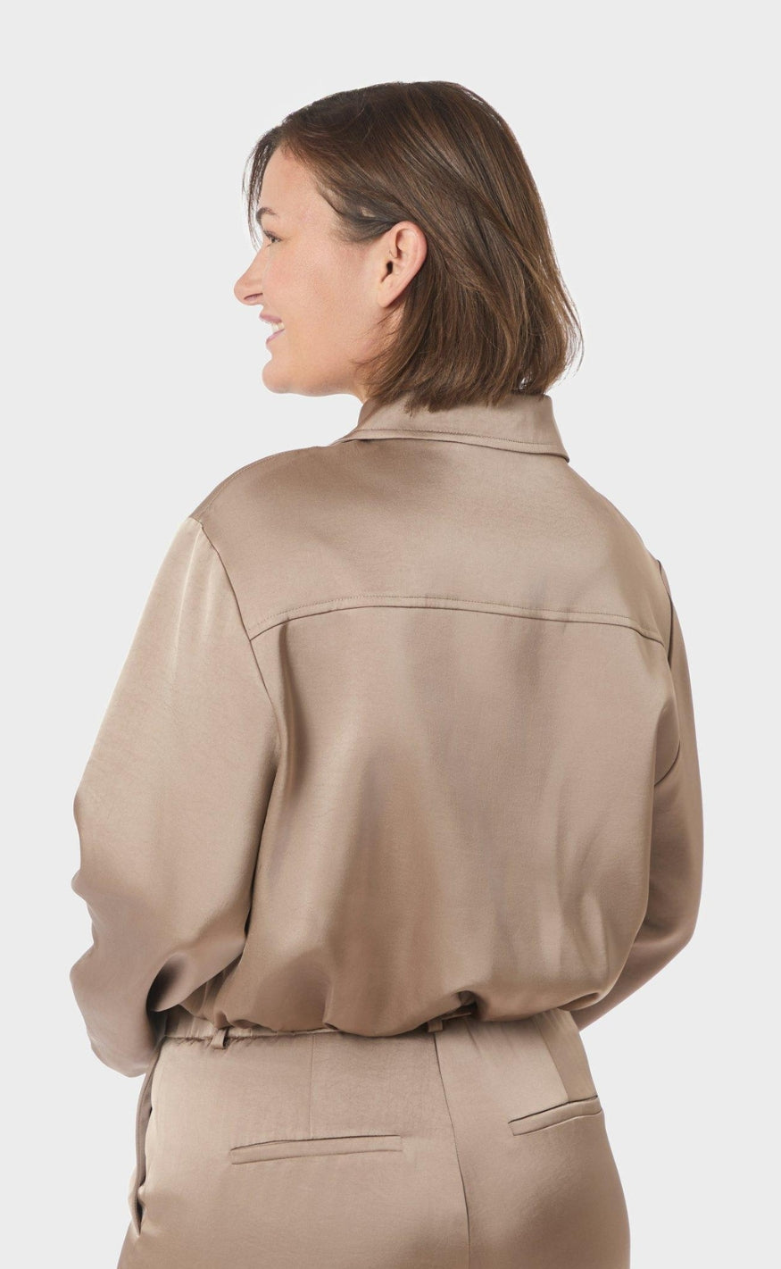 Neo Noir Jakke - Denielle Heavy Sateen - Dark Taupe