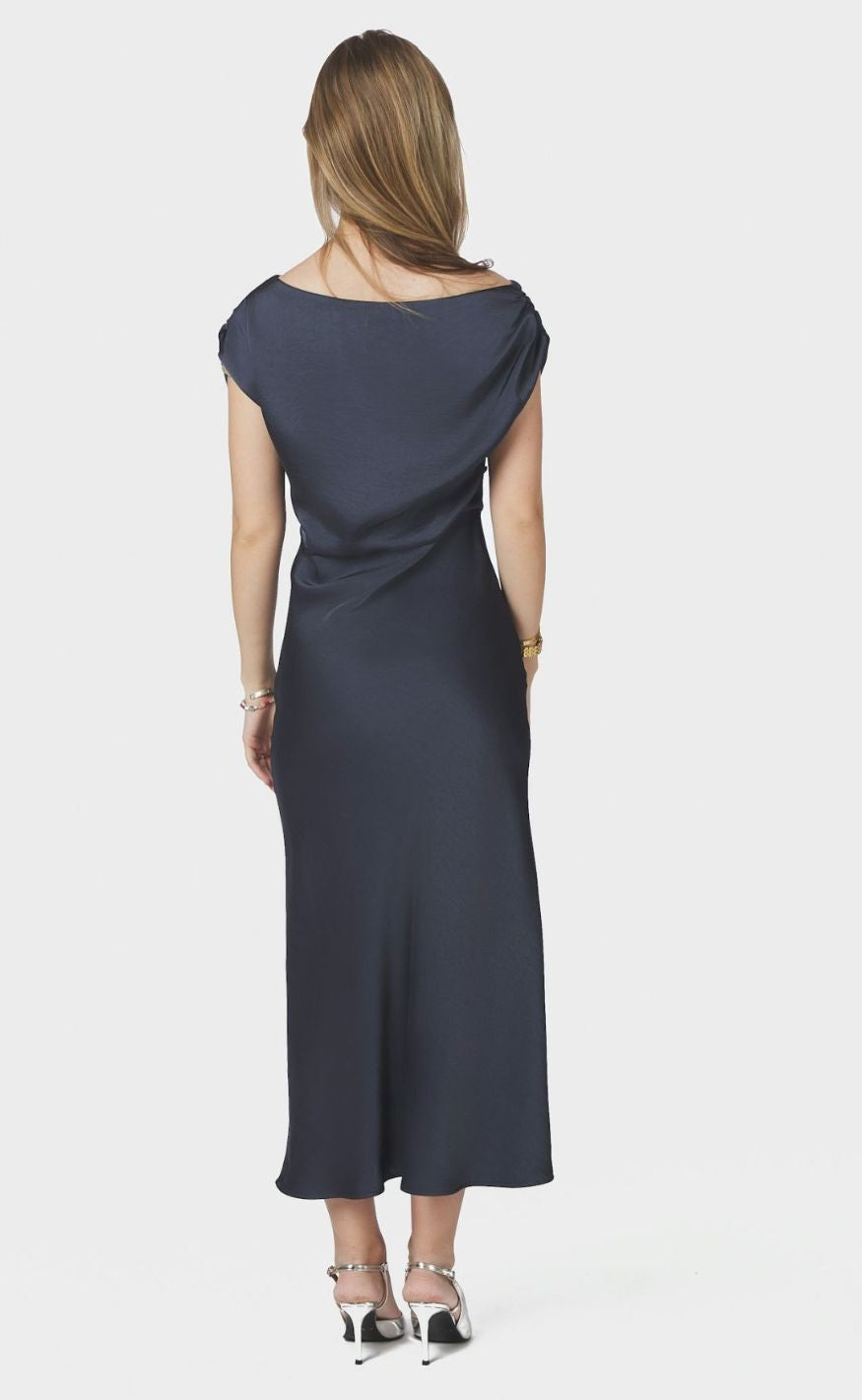 Neo Noir Kjole - Lilith Heavy Sateen - Midnight Blue