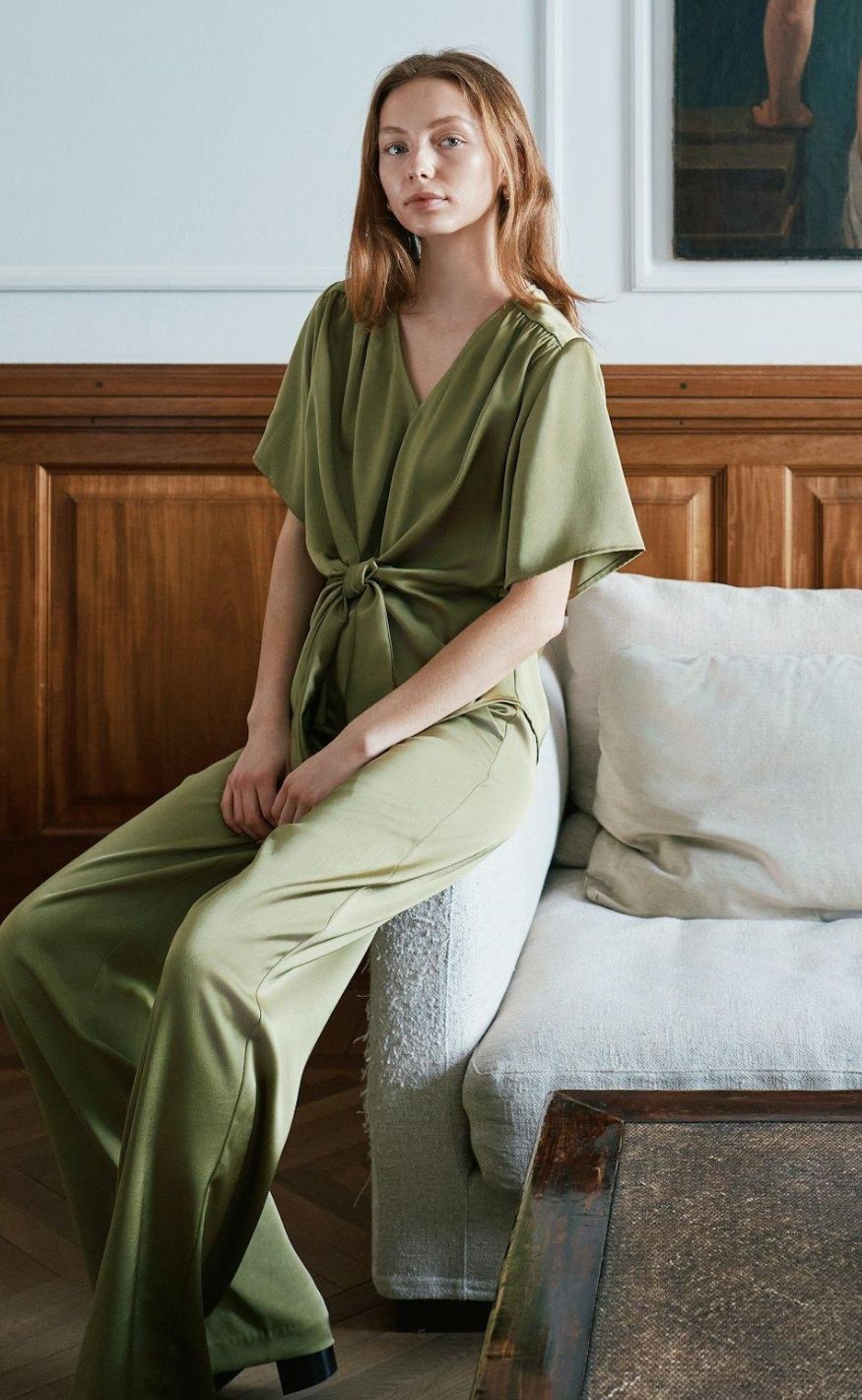 Neo Noir Bukser - Emmett Heavy Sateen - Sage Green