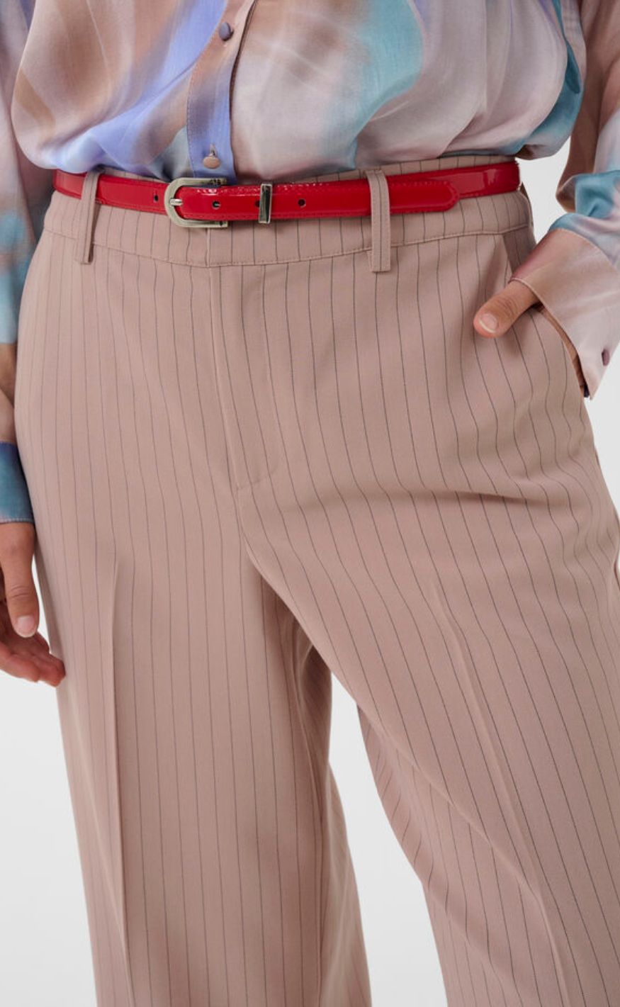 Culture Bukser - Cecilie - Pale Mauve Pinstripe