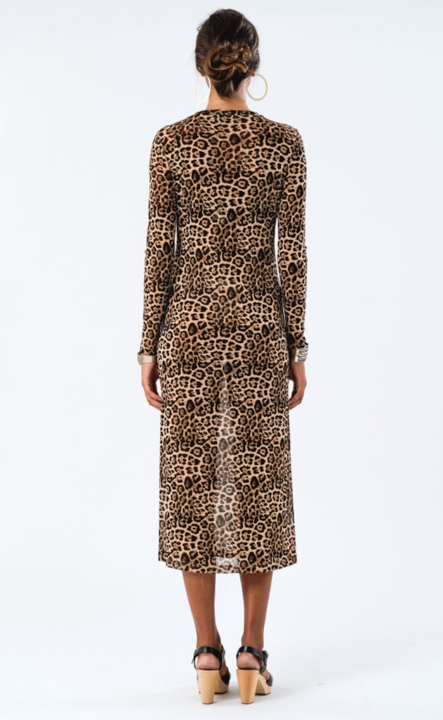 Lollys Laundry Kjole - Logan Maxi LS - Leopard Print