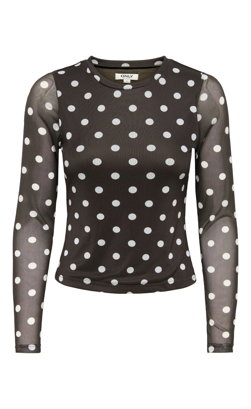 ONLY Bluse - Nova Mesh - Coffee Bean/White Dots