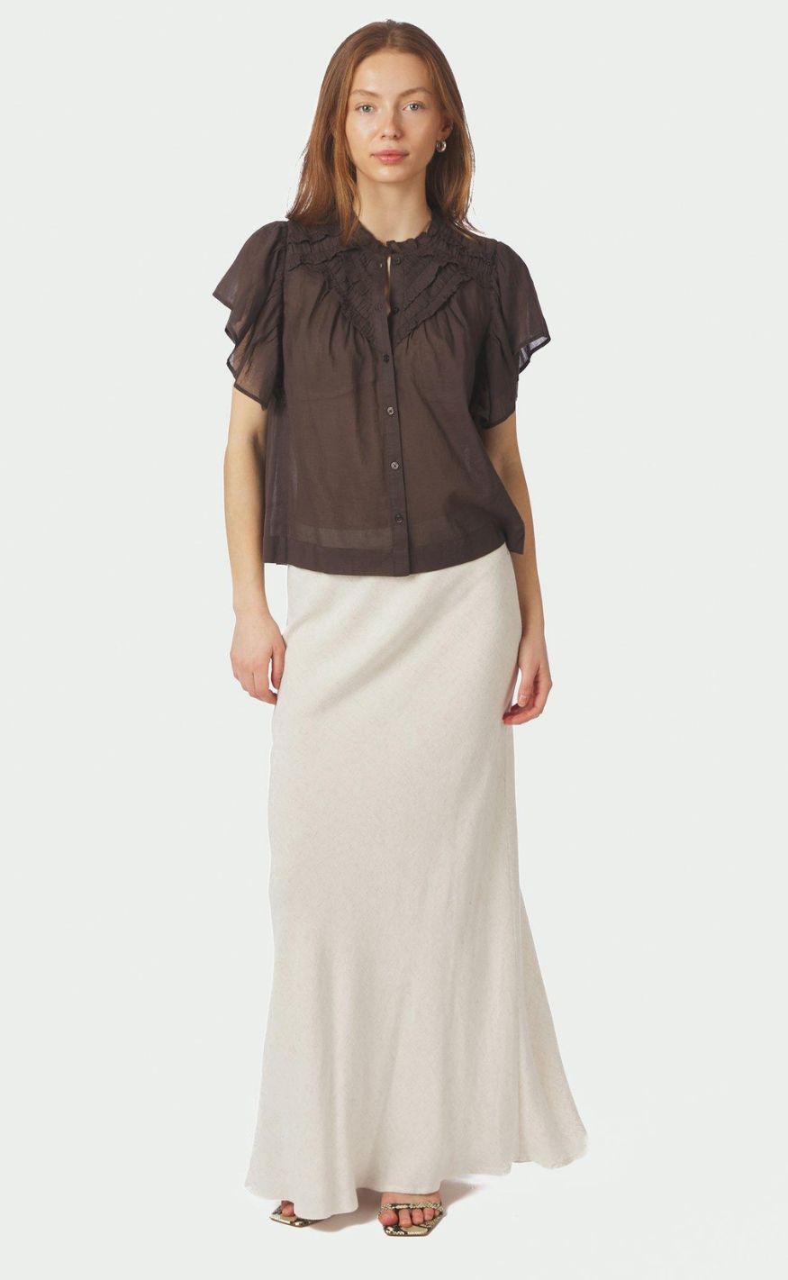 Neo Noir Topp - Vinsa S Voile - Dark Brown