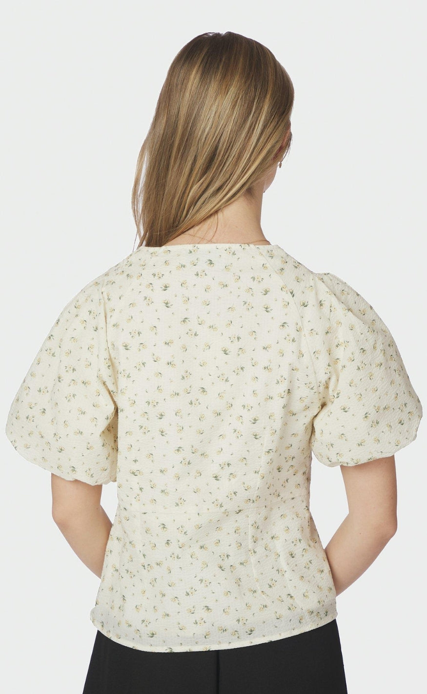 Neo Noir Bluse - Irina Small Rose Flower - Light Yellow