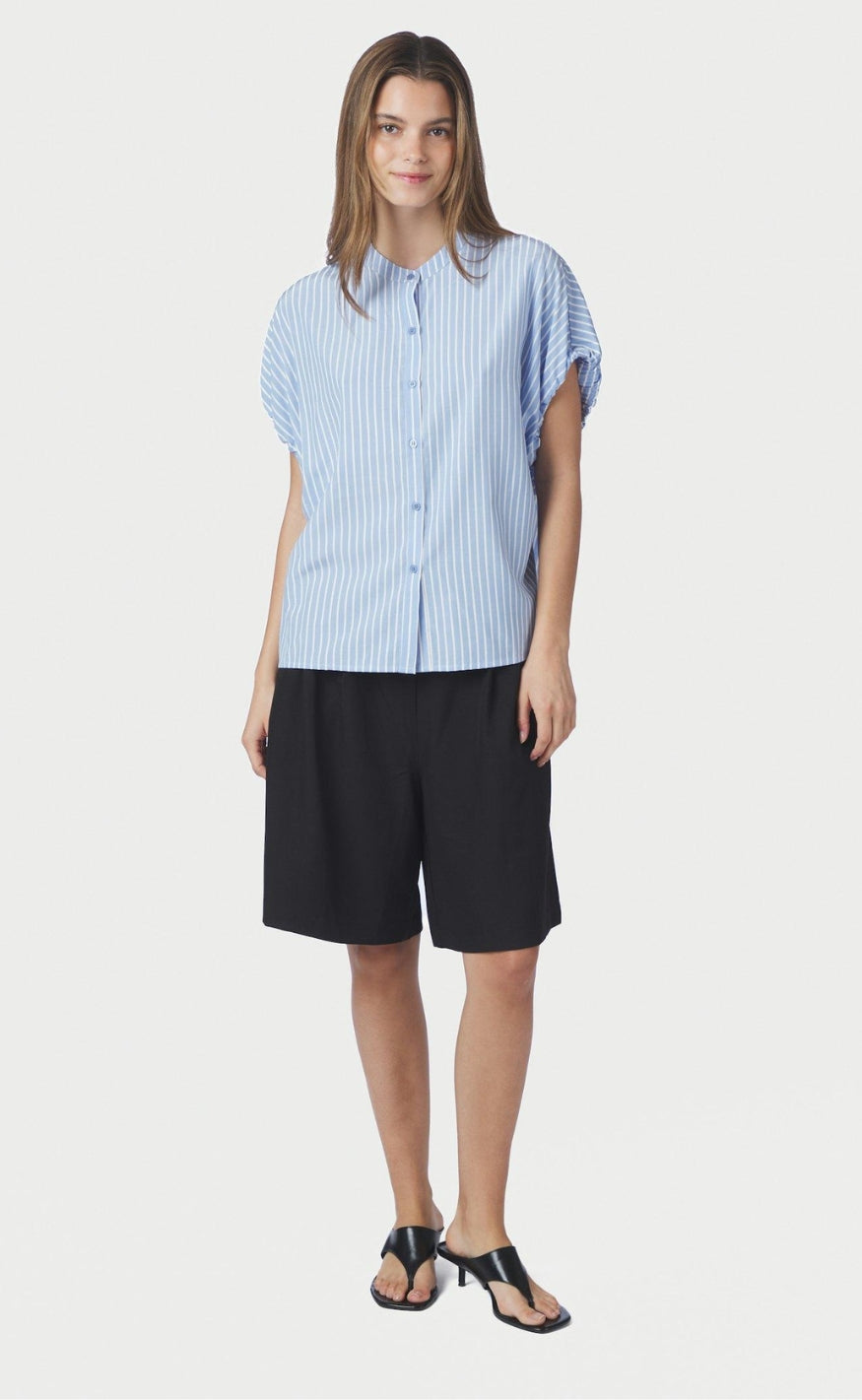 Neo Noir Bluse - Englana Stripe - Light Blue