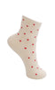 Black Colour Strømper - Alea - Creme W. Red Hearts