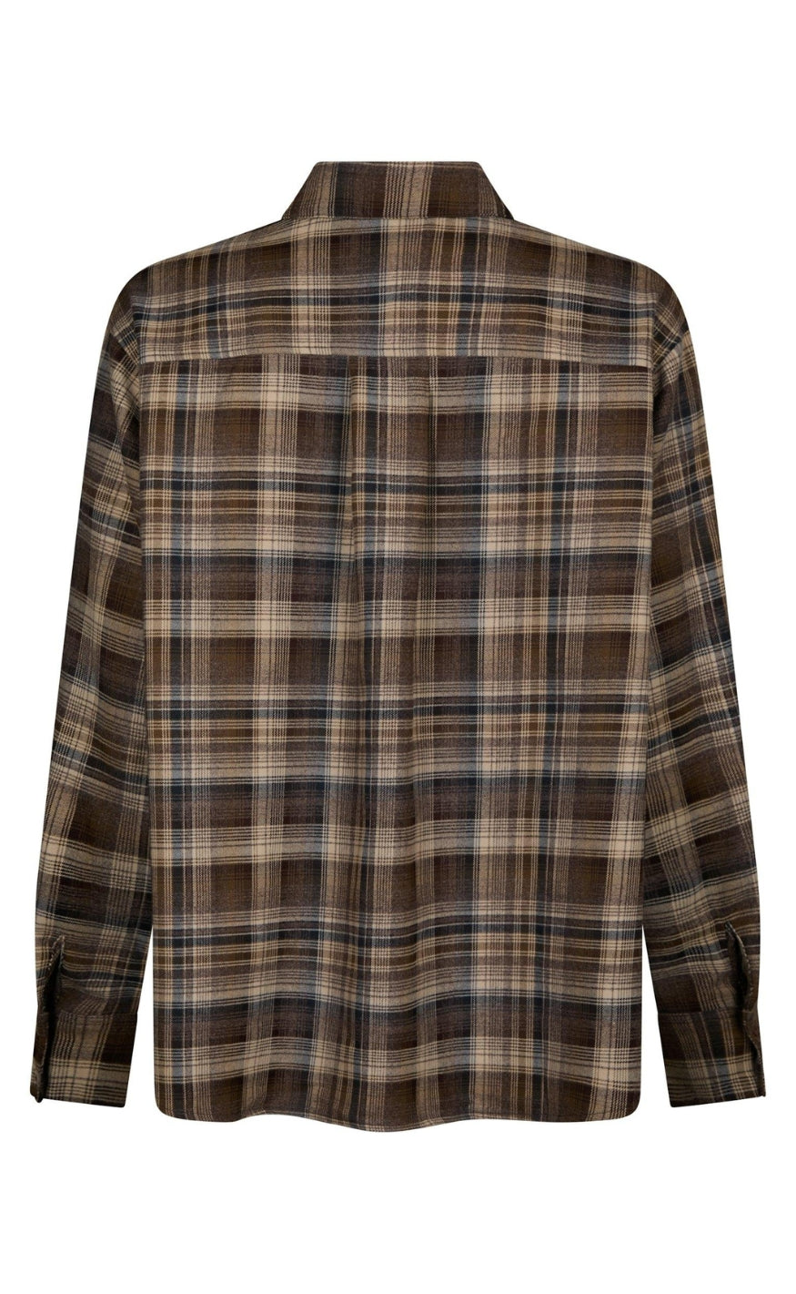 Neo Noir Skjorte - Dalma Flannel Check - Dark Taupe