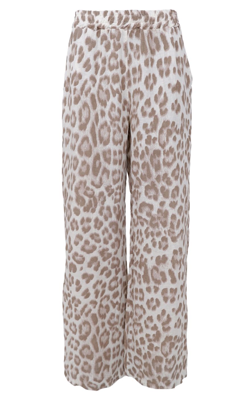 Black Colour Bukser - Melina Wide Linen - Nougat Leo