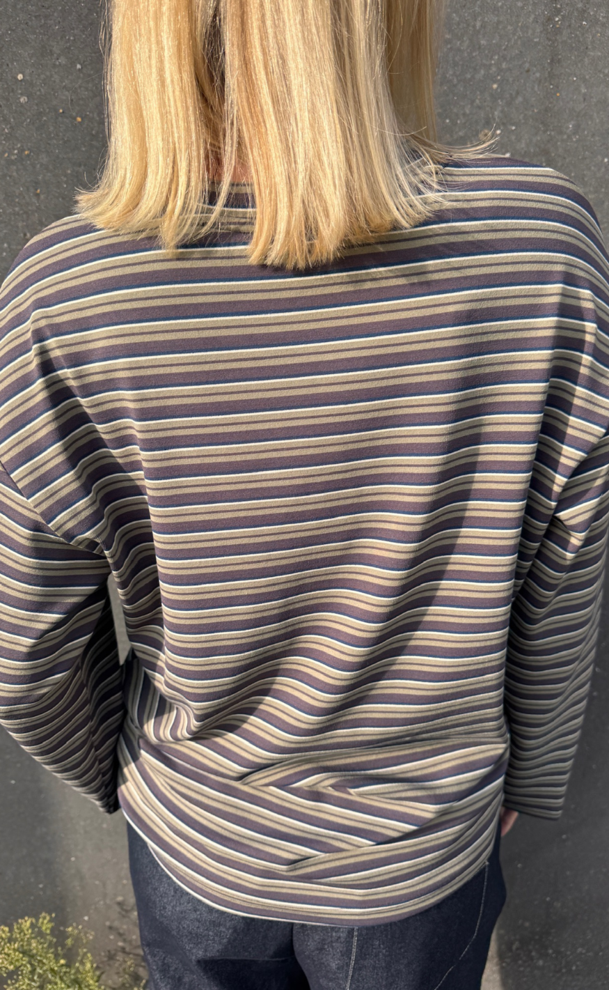 Sisters Point Bluse - ESTHER-LS1 - Berry/Khaki Stripes