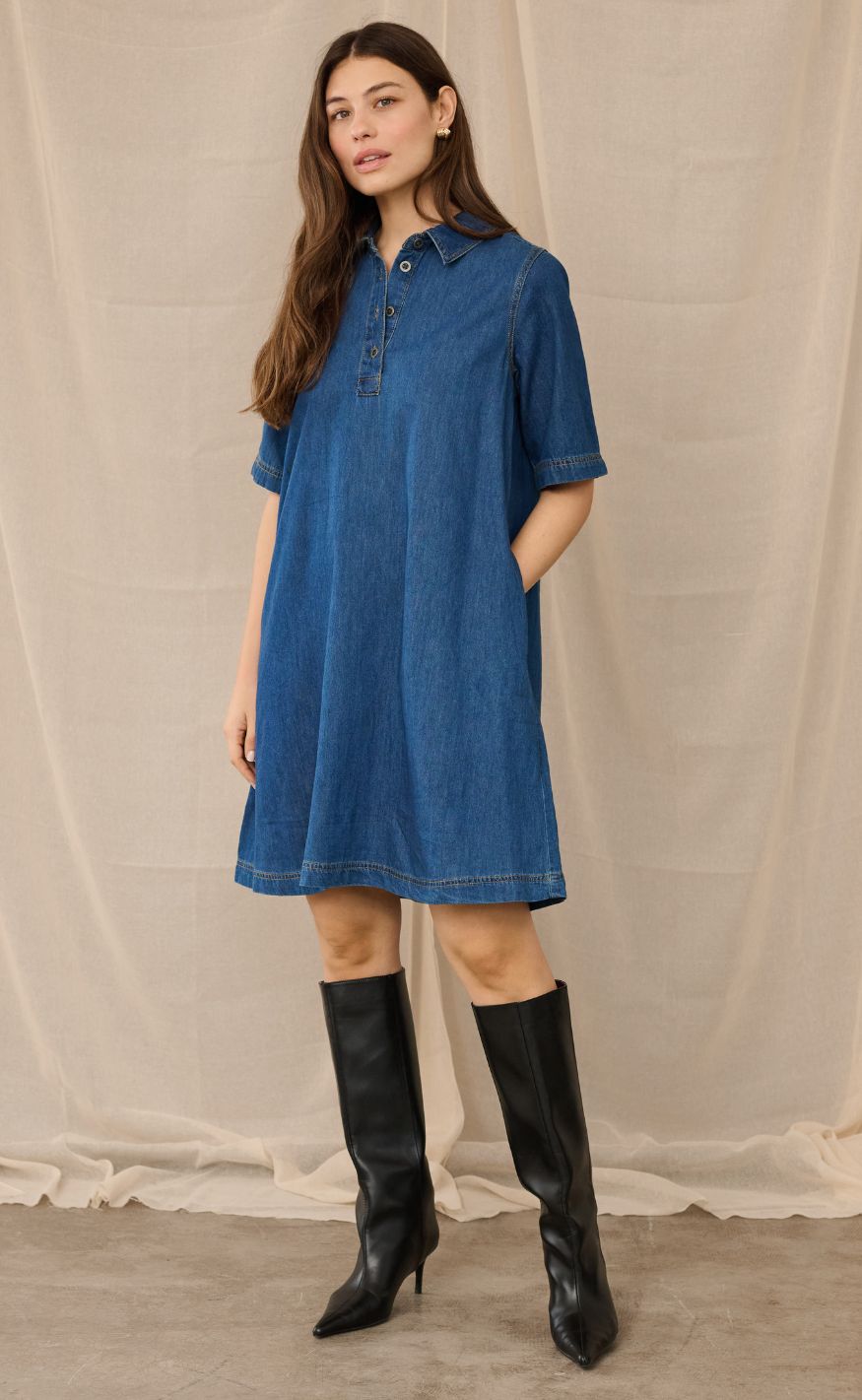 Culture Kjole - Winnie Arpa - Dark Blue Wash