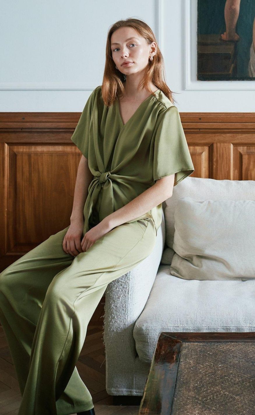 Neo Noir Bluse - Casadia Heavy Sateen - Sage Green