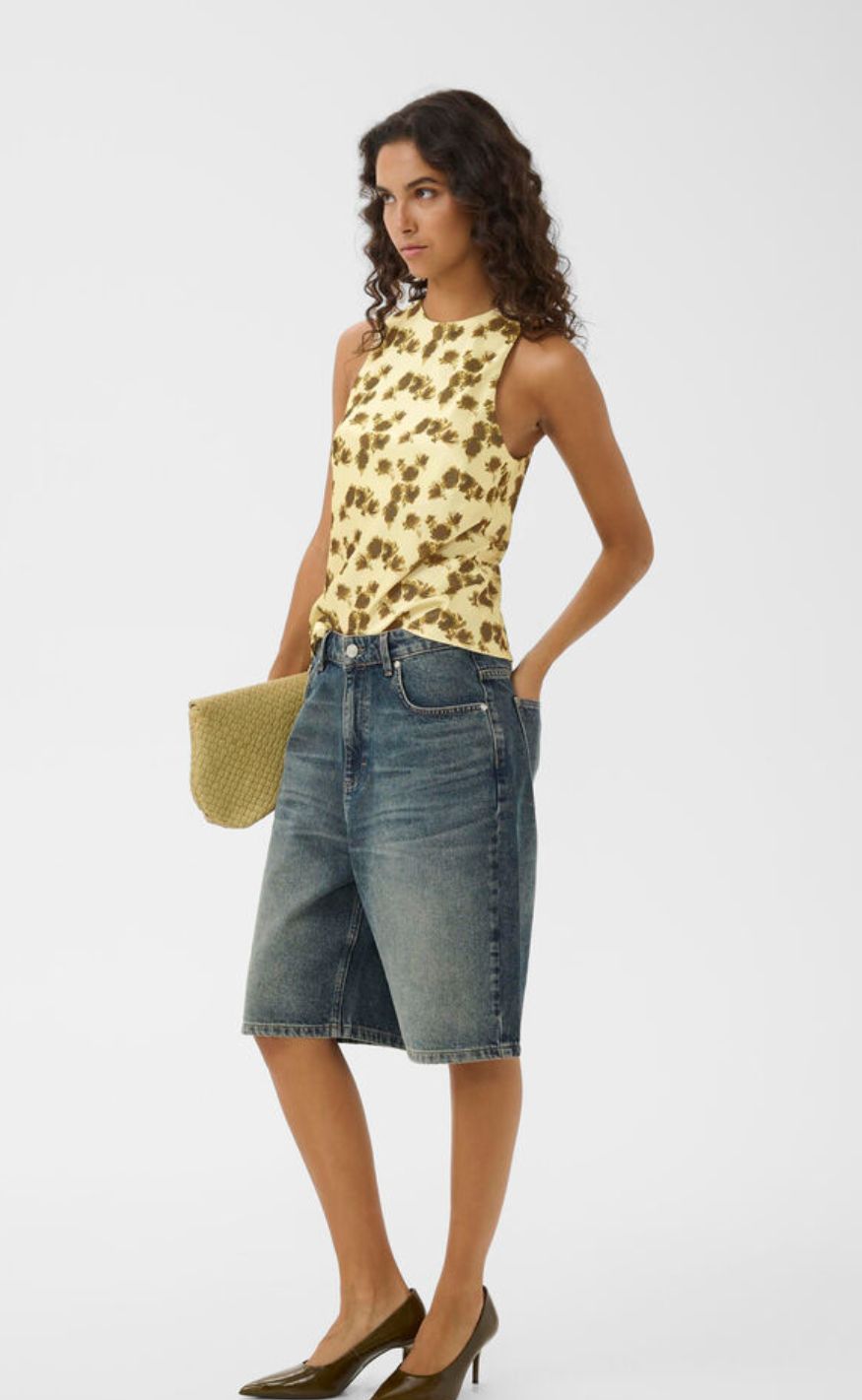 Gestuz Bluse - Chery P - Lemon Yellow Olive Flower