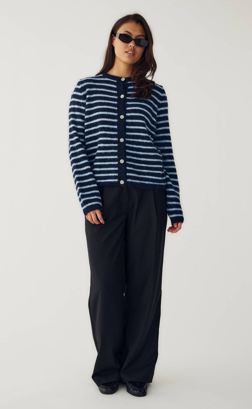 Noella Cardigan - Metrice - Blue Stripe