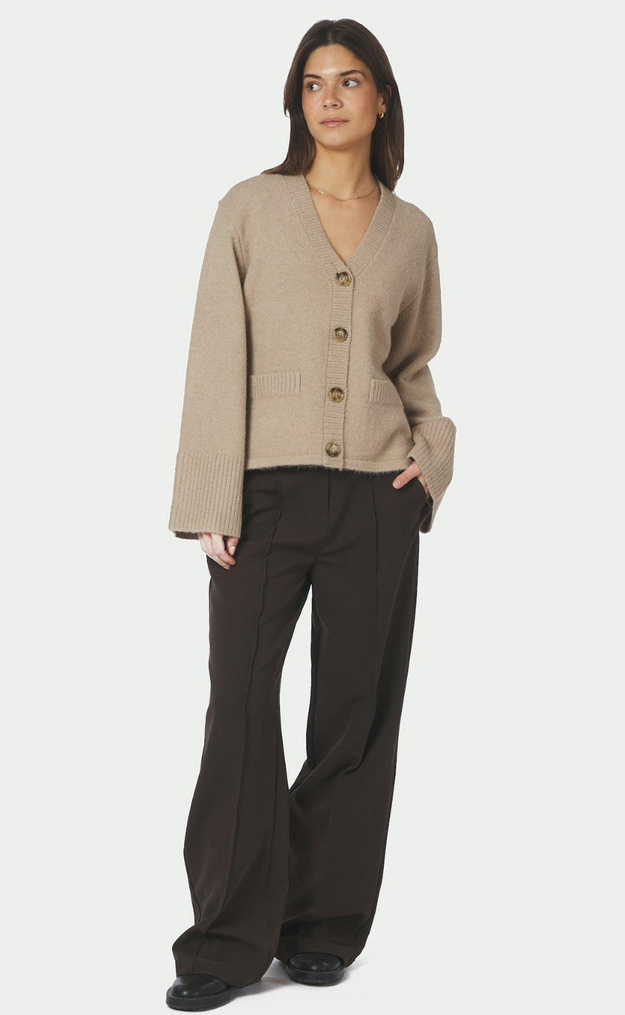 Neo Noir Cardigan - Pixie Knit - Warm Grey