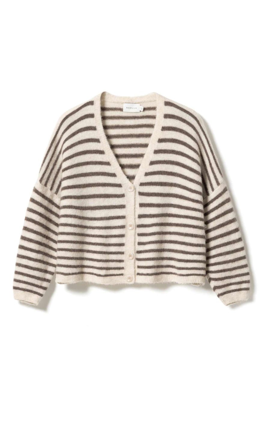 Noella Cardigan - Lindsea - Brown Ivory Stripe