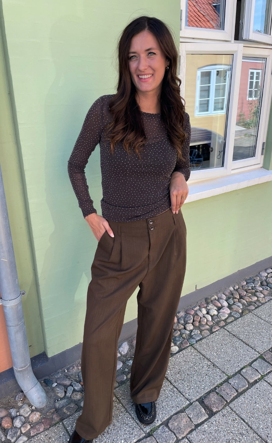 Say INA Copenhagen Bluse - Sophia Mesh - Brown W. Glitter Stones