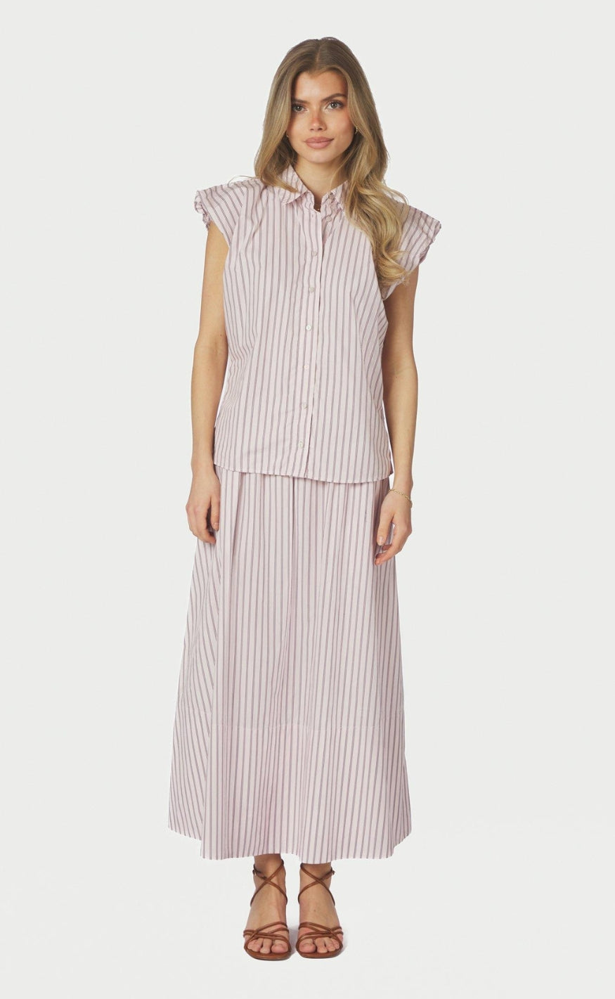 Neo Noir Skjørt - Yara Long Double Stripe - Rose