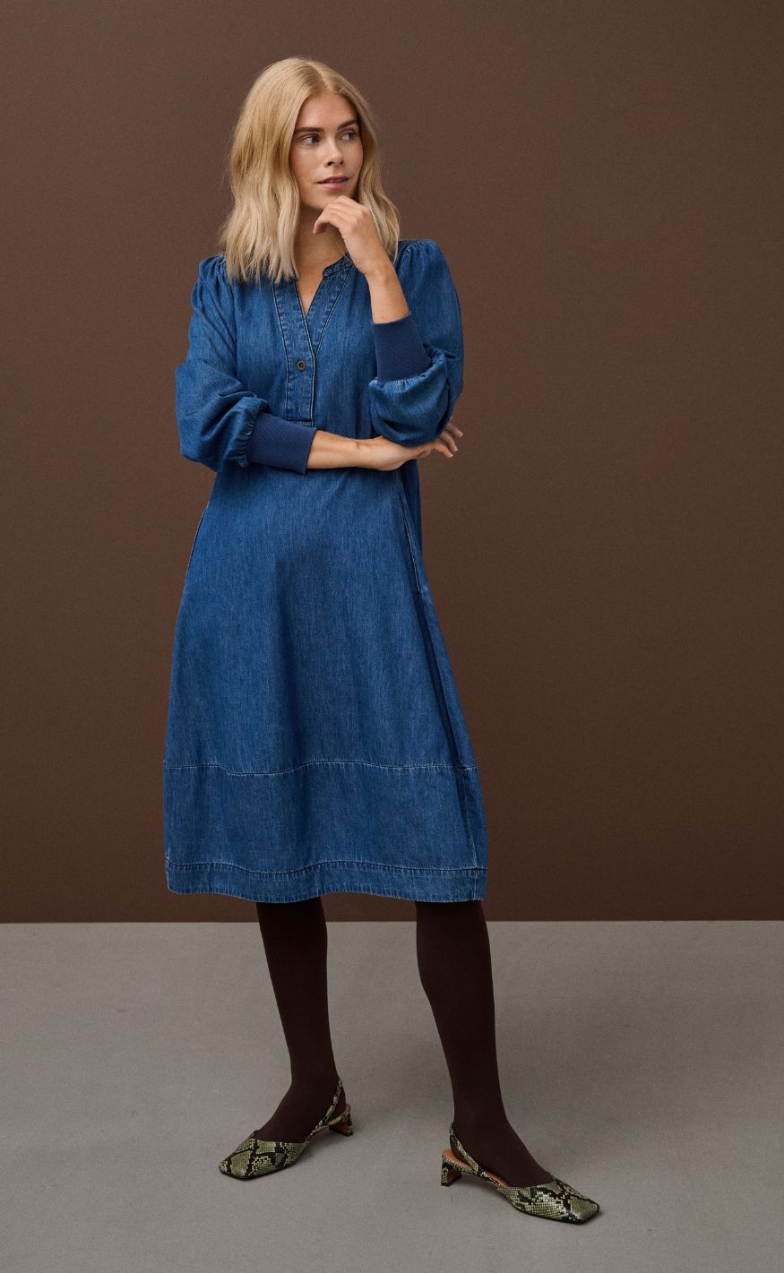 Culture Kjole - Allura Arpa Rib - Dark Blue Wash