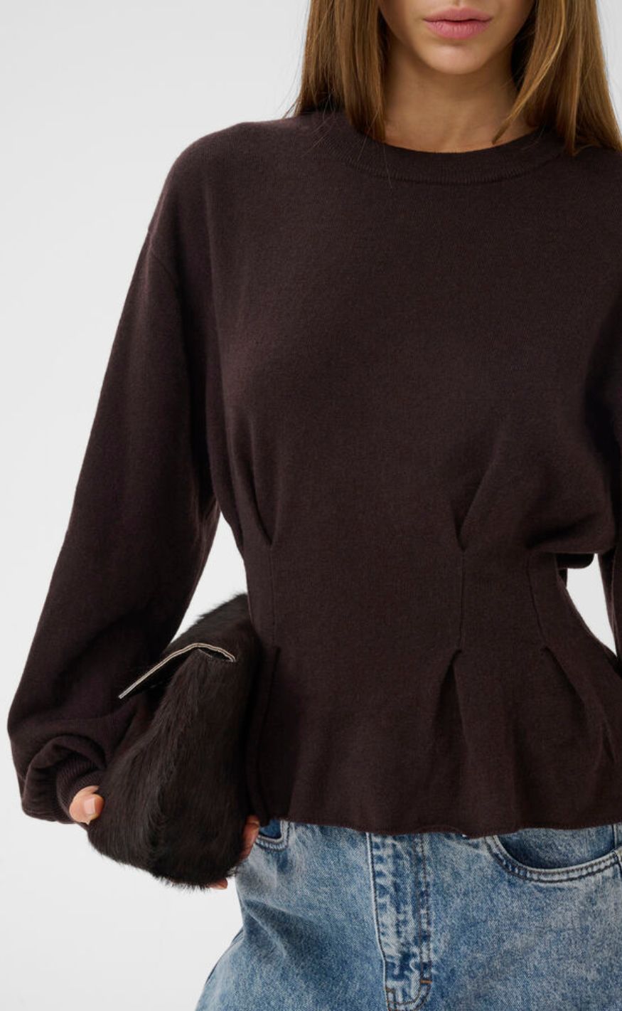 Gestuz Pullover - Manzi Waist - Ganache