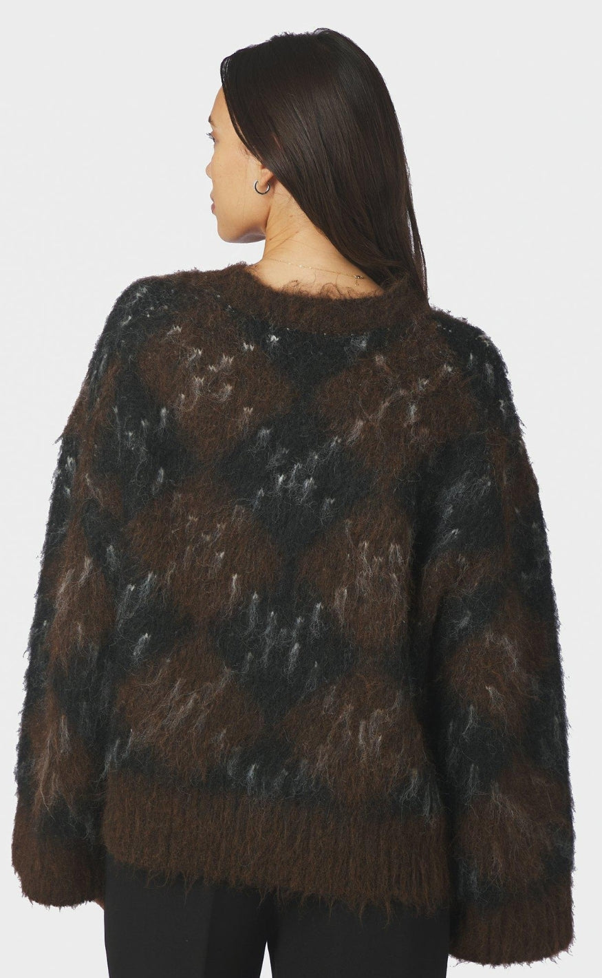 Neo Noir Genser - Roeme Check Fluffy - Dark Brown