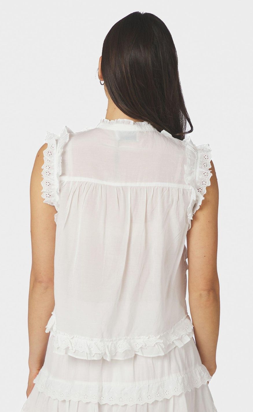 Neo Noir Topp - Celia Ruffle - White
