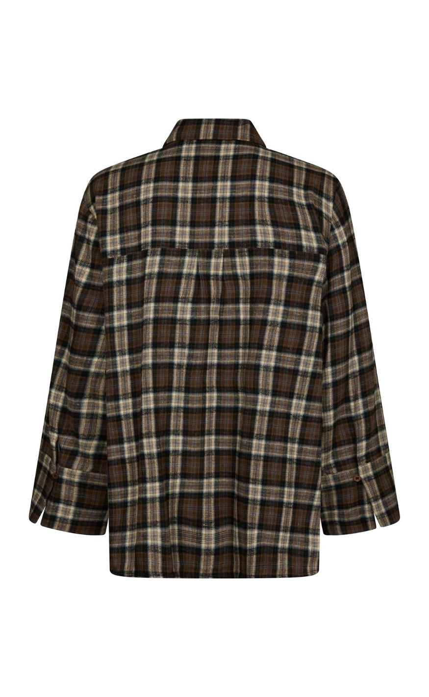 Neo Noir Skjorte - Dita Flannel Check - Dark Taupe