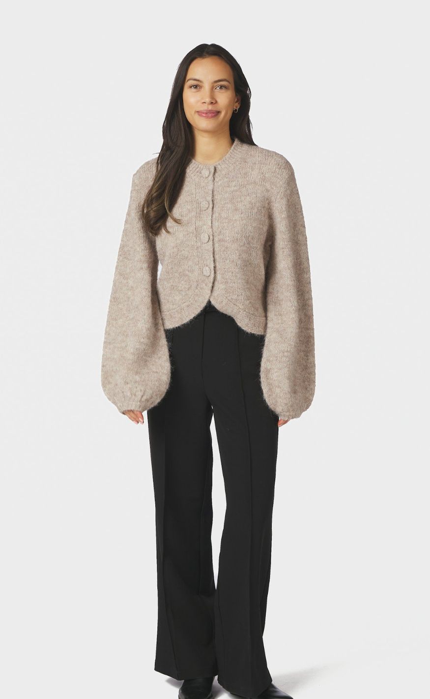 Neo Noir Cardigan - Gio Fluffy Knit - Beige Melange