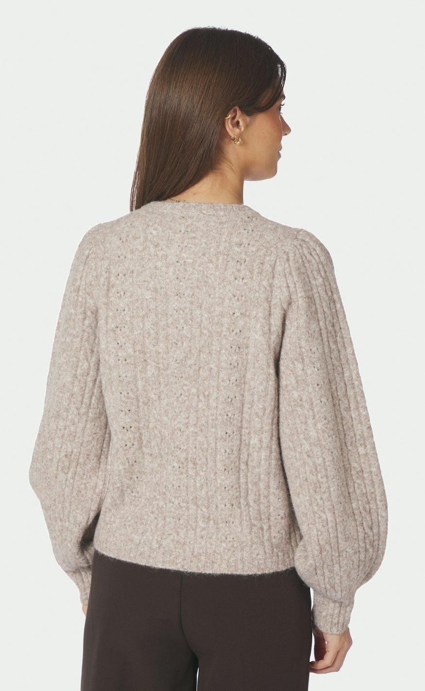Neo Noir Cardigan - Koteas Cable Knit - Beige Melange