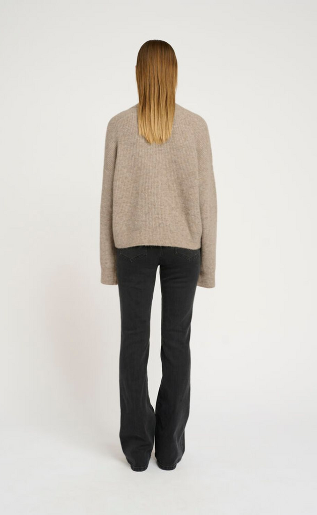 Gestuz Pullover - Alpha V-Neck - Warm Sand Melange