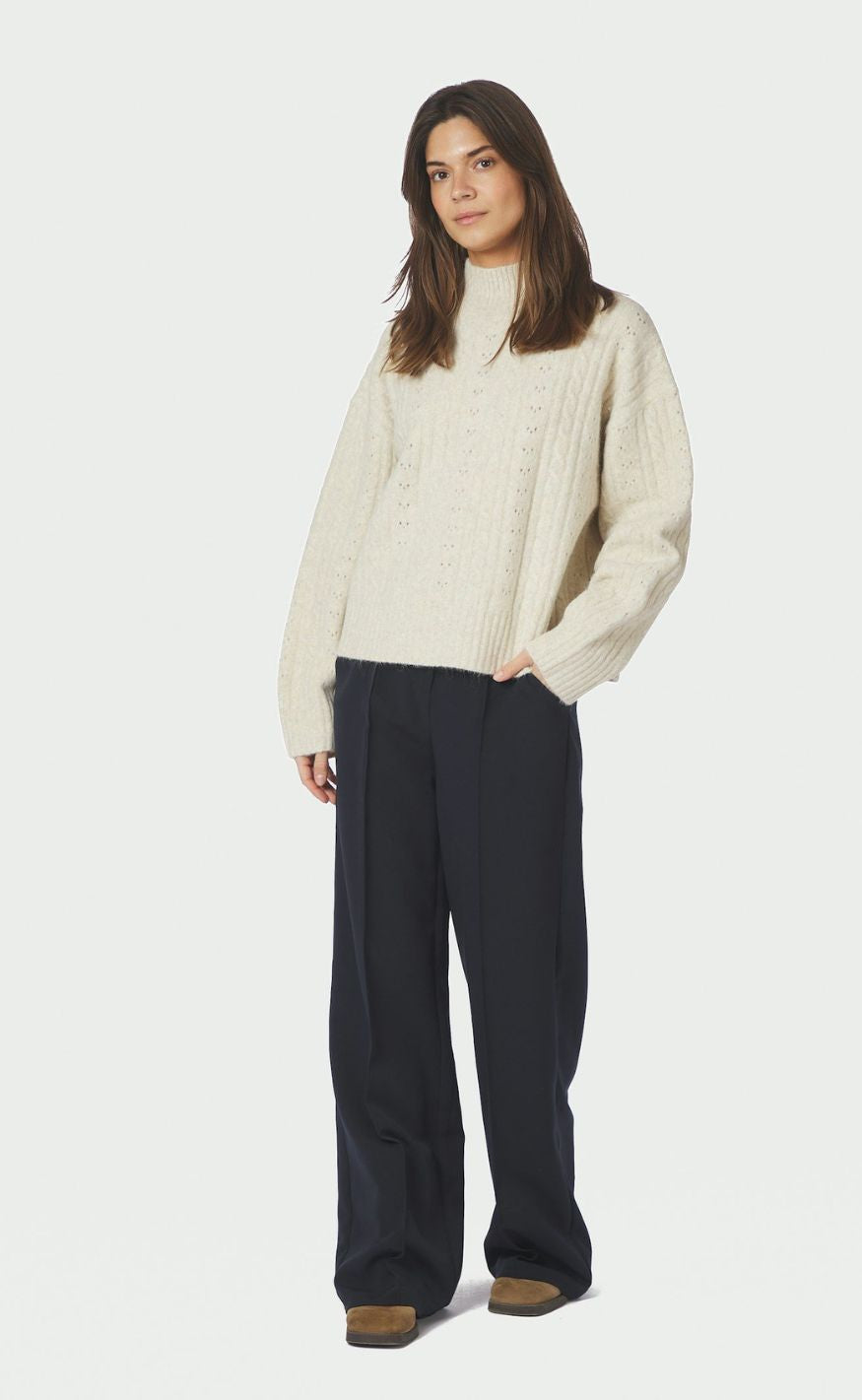 Neo Noir Bluse - Anda Cable Knit - Ivory