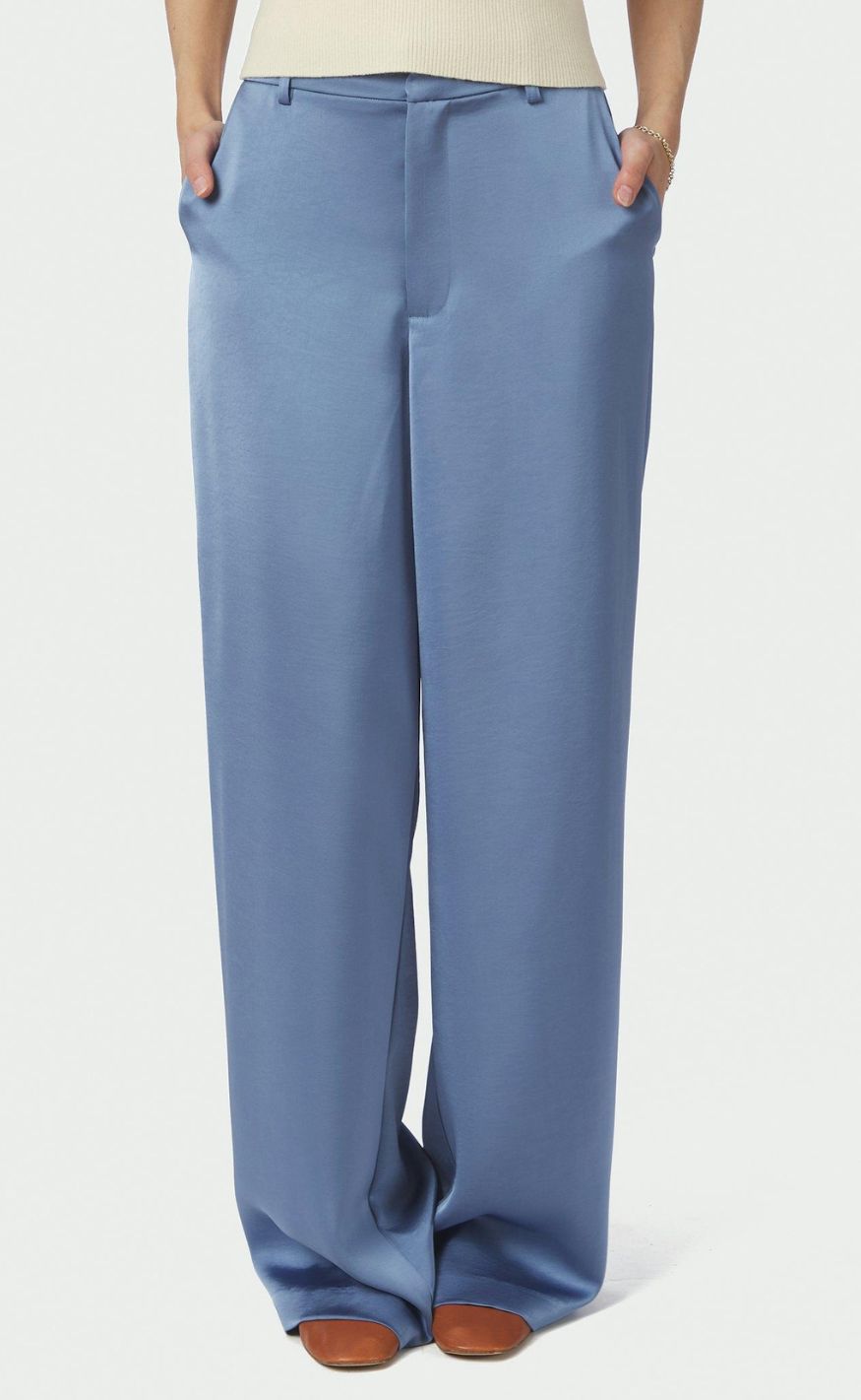 Neo Noir Bukser - Emmett Heavy Sateen - Smoke Blue
