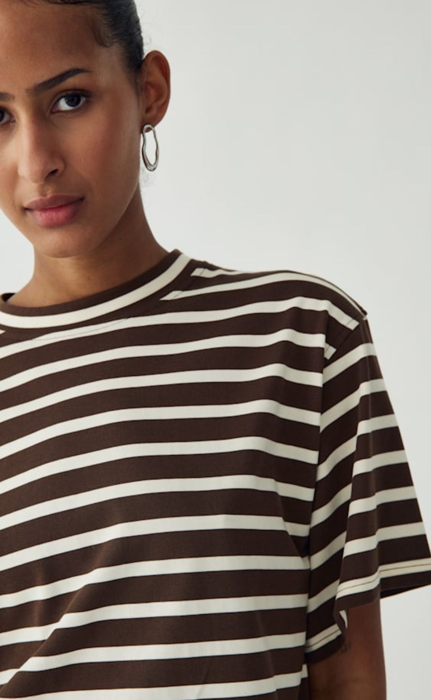 Noella T-shirt - N-Maple - Eton Brown Ivory Stripe
