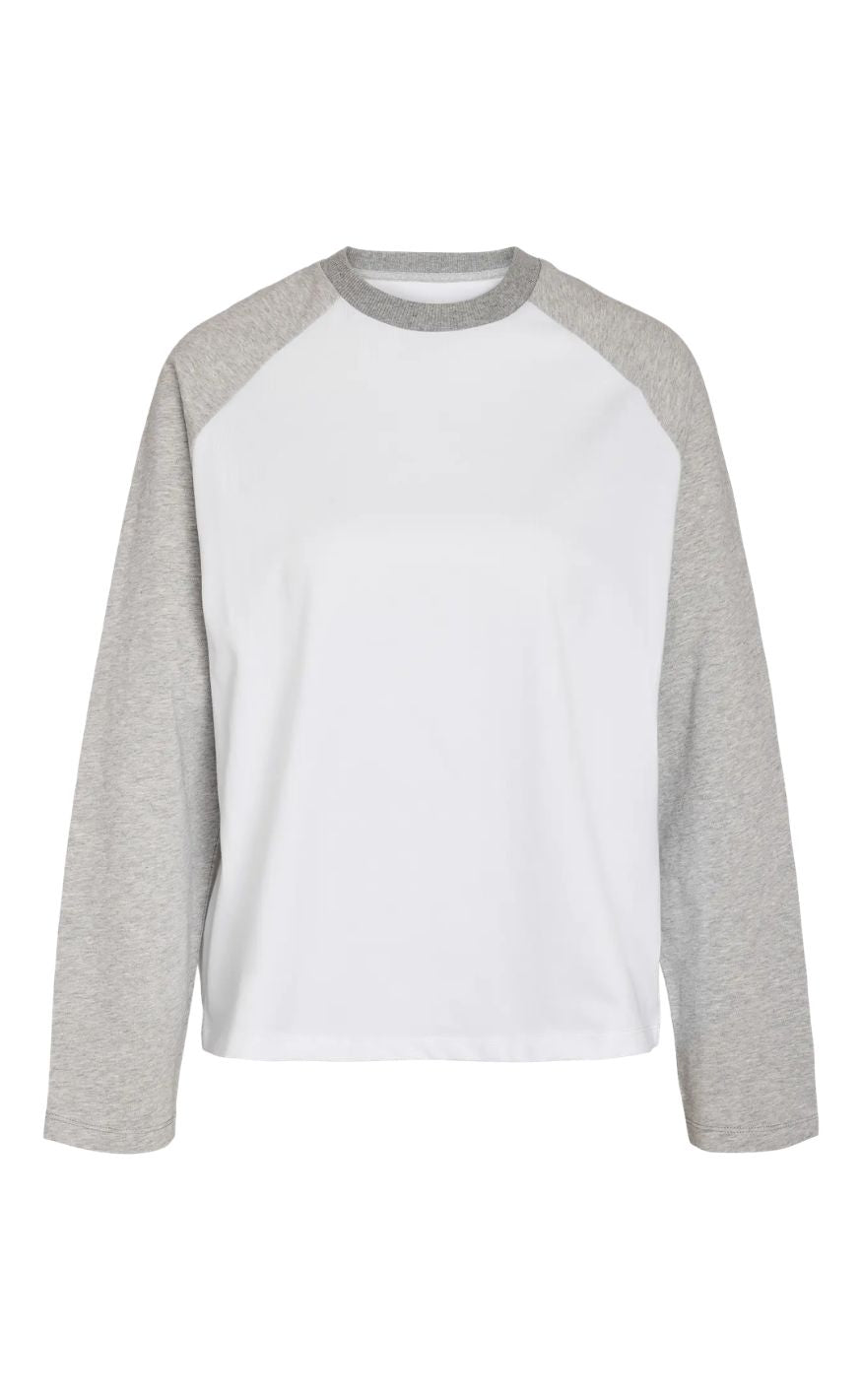 Noisy May Bluse - Ember - Snow White/Light Grey Melange Contrast