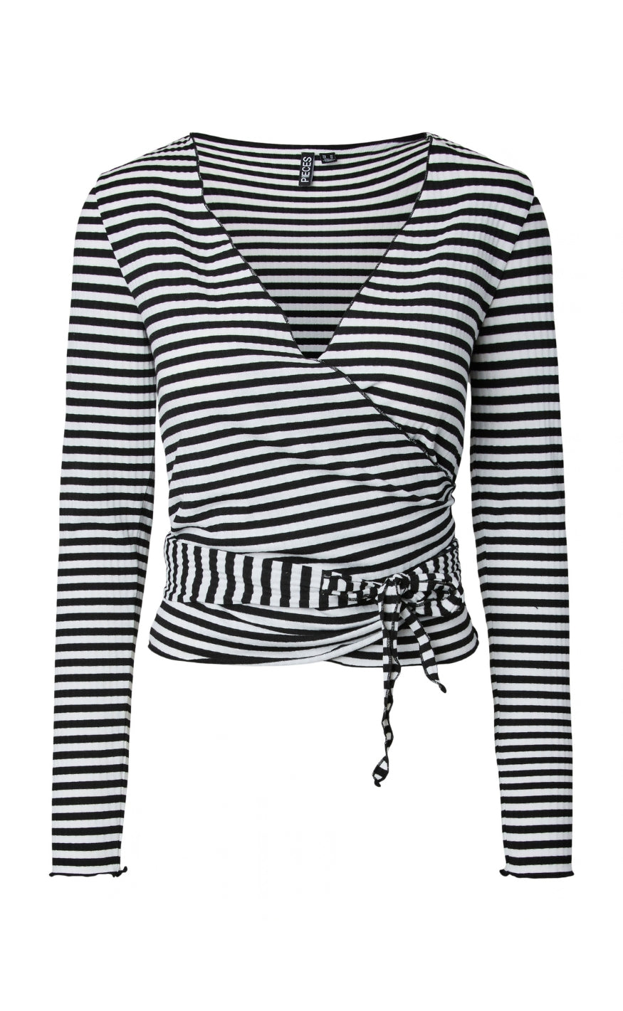 Pieces Bluse - Layla - Black White Stripes