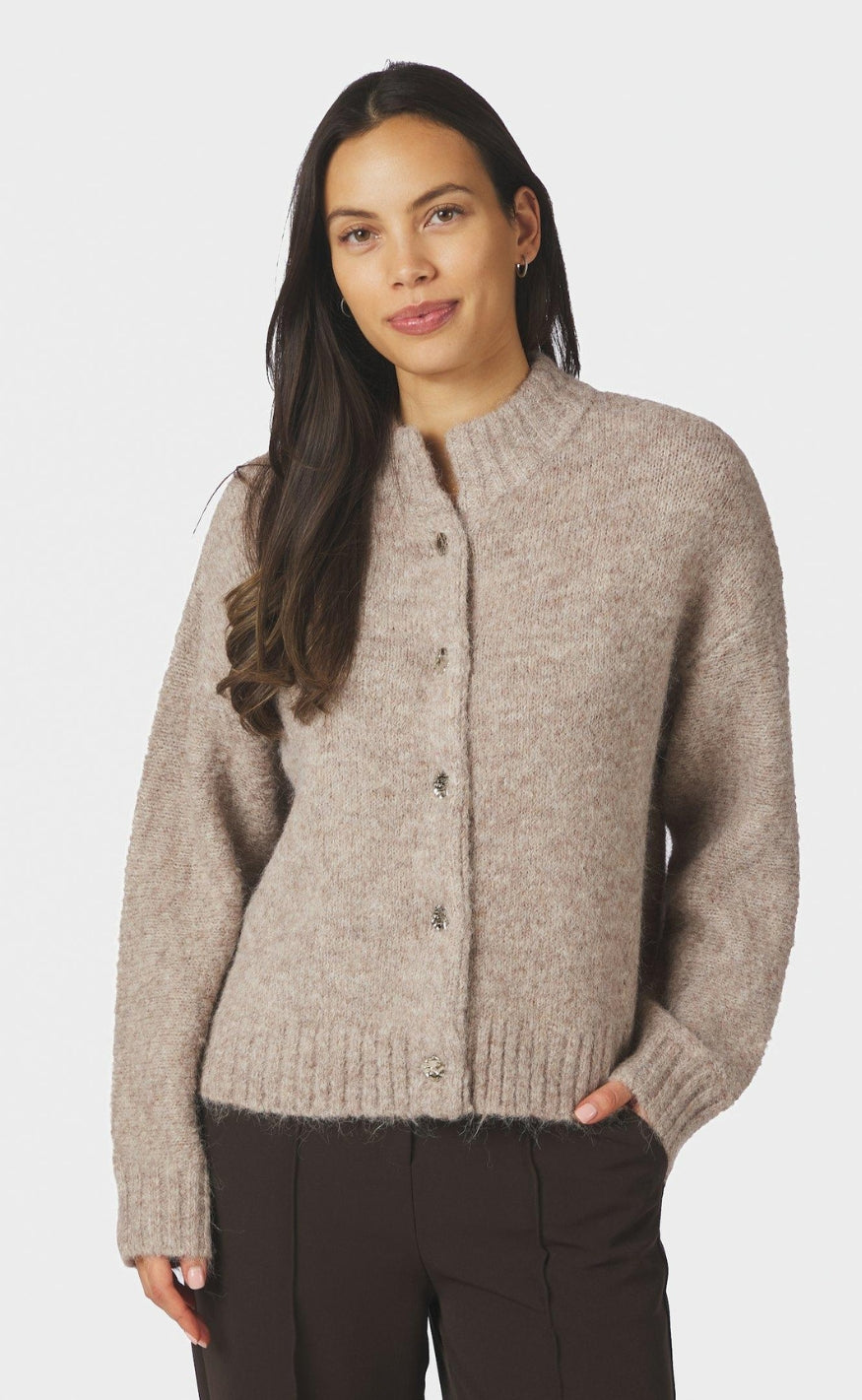 Neo Noir Cardigan - Taura Fluffy Knit - Beige Melange