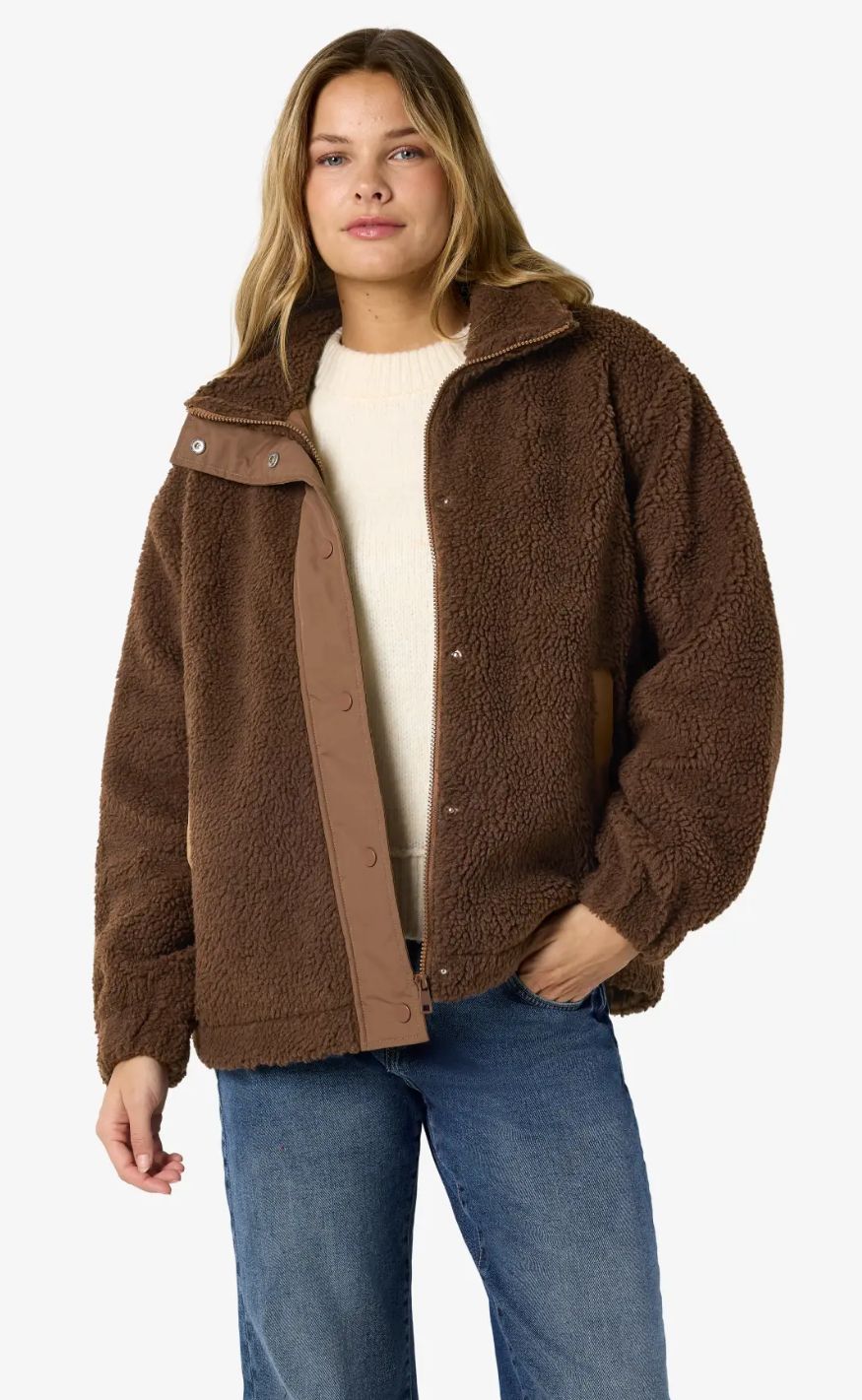 Noisy May Jakke - Mathea Teddy - Chocolate Brown