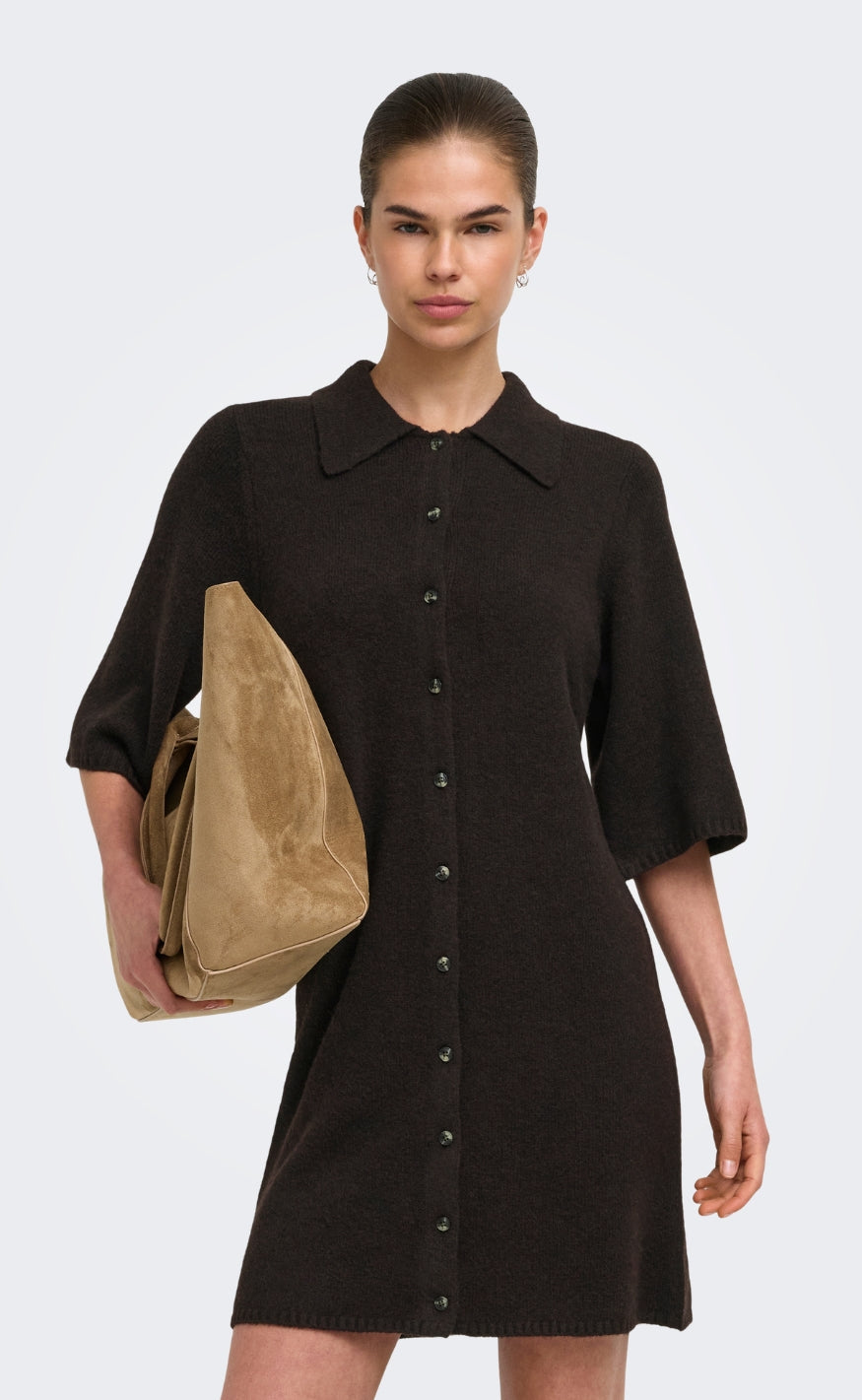 ONLY Kjole - Lalivia - Coffee Bean Dtm Button/Melange