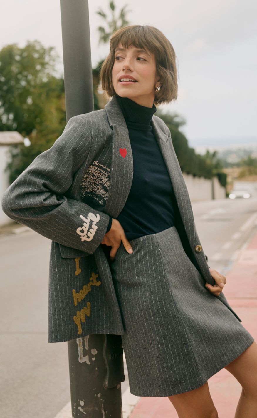 Culture Blazer - Kayla - Grey Pinstripe