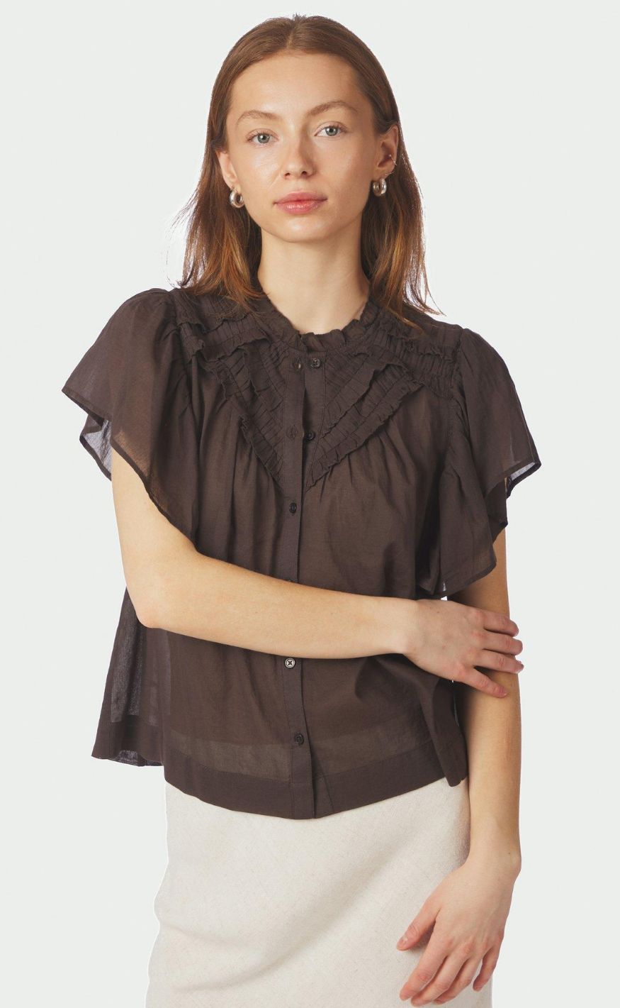 Neo Noir Topp - Vinsa S Voile - Dark Brown