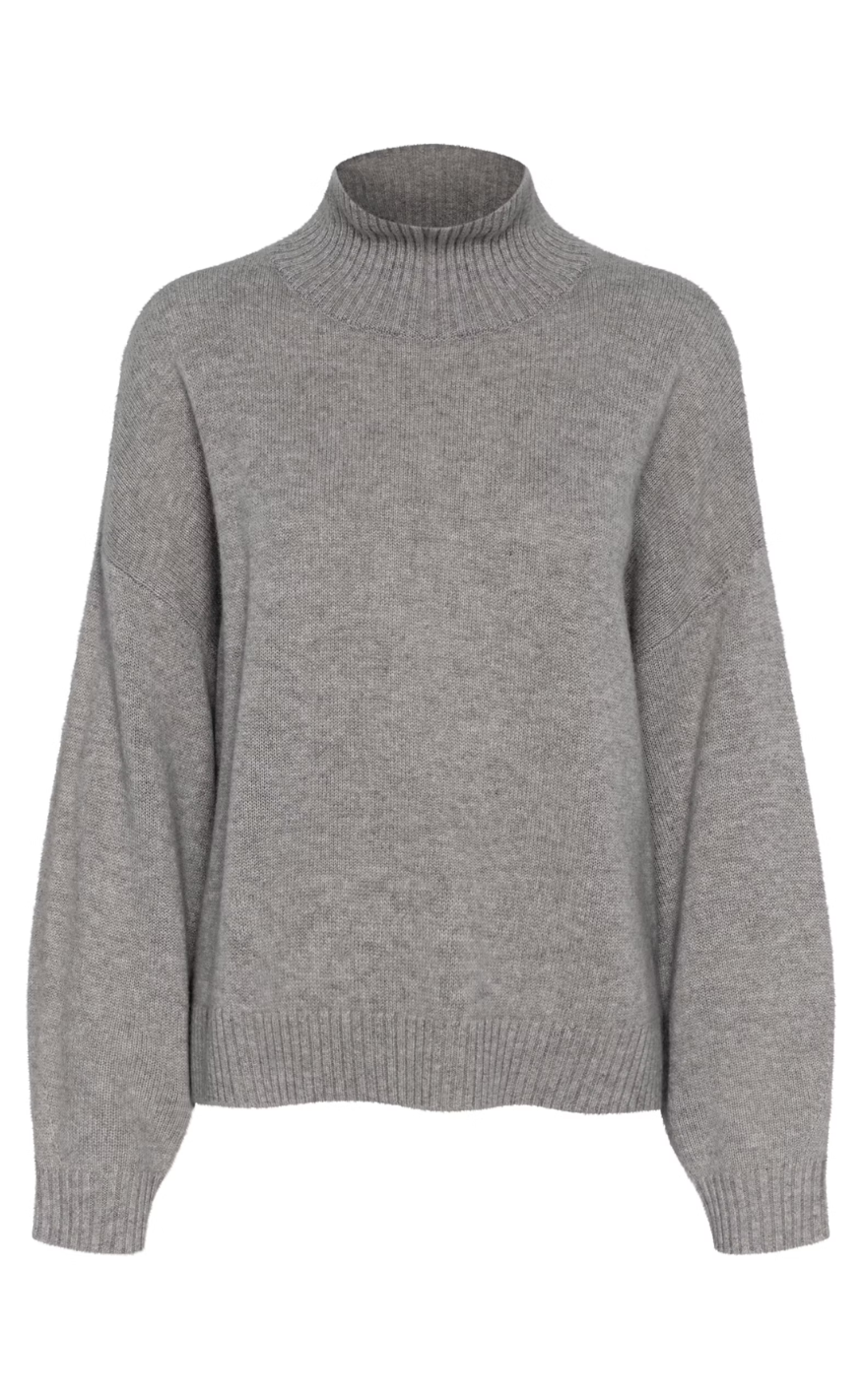 Gestuz Pullover - Casia High Neck - River Stone Melange